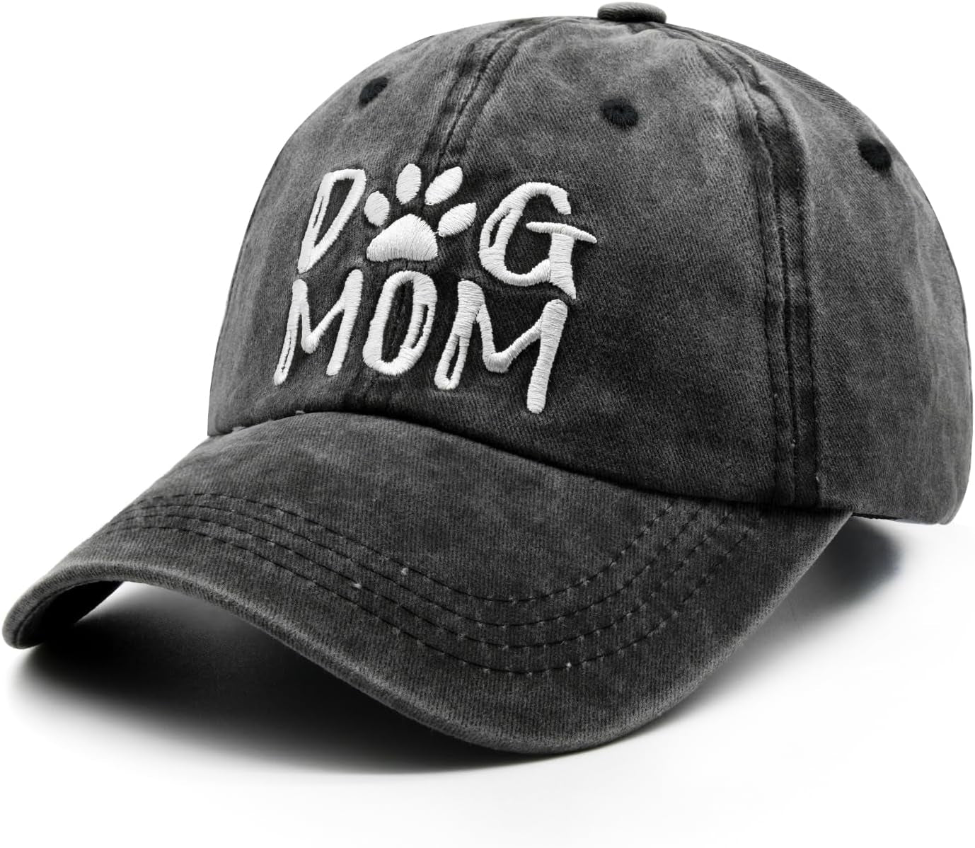 Women'S Embroidered Dog Mom Hat Adjustable Denim Baseball Cap