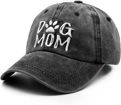 Women'S Embroidered Dog Mom Hat Adjustable Denim Baseball Cap
