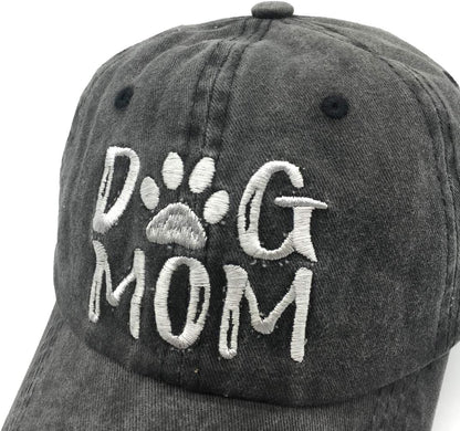 Women'S Embroidered Dog Mom Hat Adjustable Denim Baseball Cap