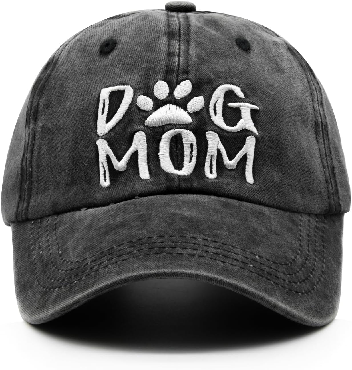 Women'S Embroidered Dog Mom Hat Adjustable Denim Baseball Cap