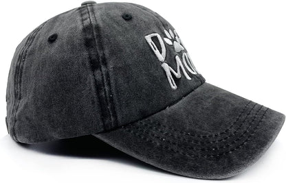 Women'S Embroidered Dog Mom Hat Adjustable Denim Baseball Cap