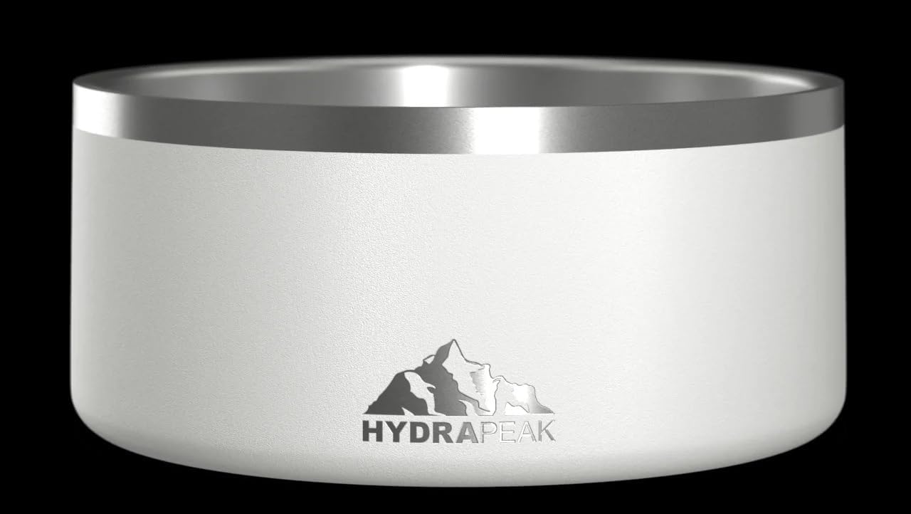 Dog Bowl; Non Slip Stainless Steel; Water and Food Dish; Large Sized and Small Dogs; 32Oz 64Oz; Multiple Sizes; 4 Cup | White