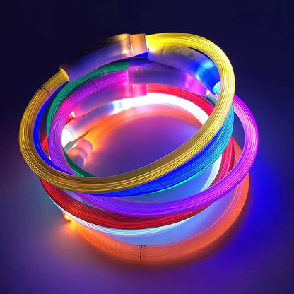 LED Dog Collar, USB Rechargeable Illuminated Pet Dog Collar, 3 Modes, LED Illuminated Anti-Lost Dog Collar