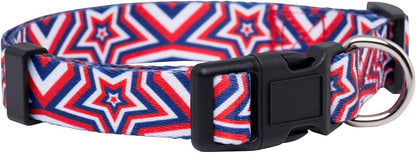 American Flag Dog Collar- Red White and Blue- Patriotic Collars for 4Th of July, USA- Adjustable Small, Medium, Large Breed Dogs (Medium, Flag I)