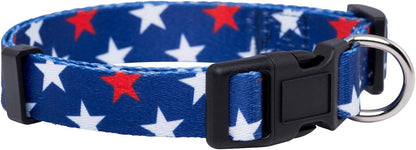 American Flag Dog Collar- Red White and Blue- Patriotic Collars for 4Th of July, USA- Adjustable Small, Medium, Large Breed Dogs (Medium, Flag I)