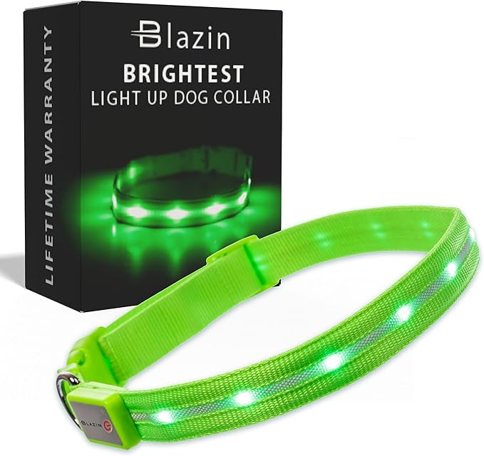Light up Dog Collar - the Original LED Dog Collar - USB Rechargeable - Waterproof - 1,000 Feet of Visibility - Dog Collar Light for Small, Medium, Large Dogs - US Brand