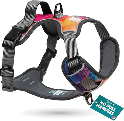 Embark Adventure Dog Harness, Reflective Trim No Pull Dog Harness Medium Sized Dogs - Military Grade Nylon, Front Clip with Gel Lined Handle.