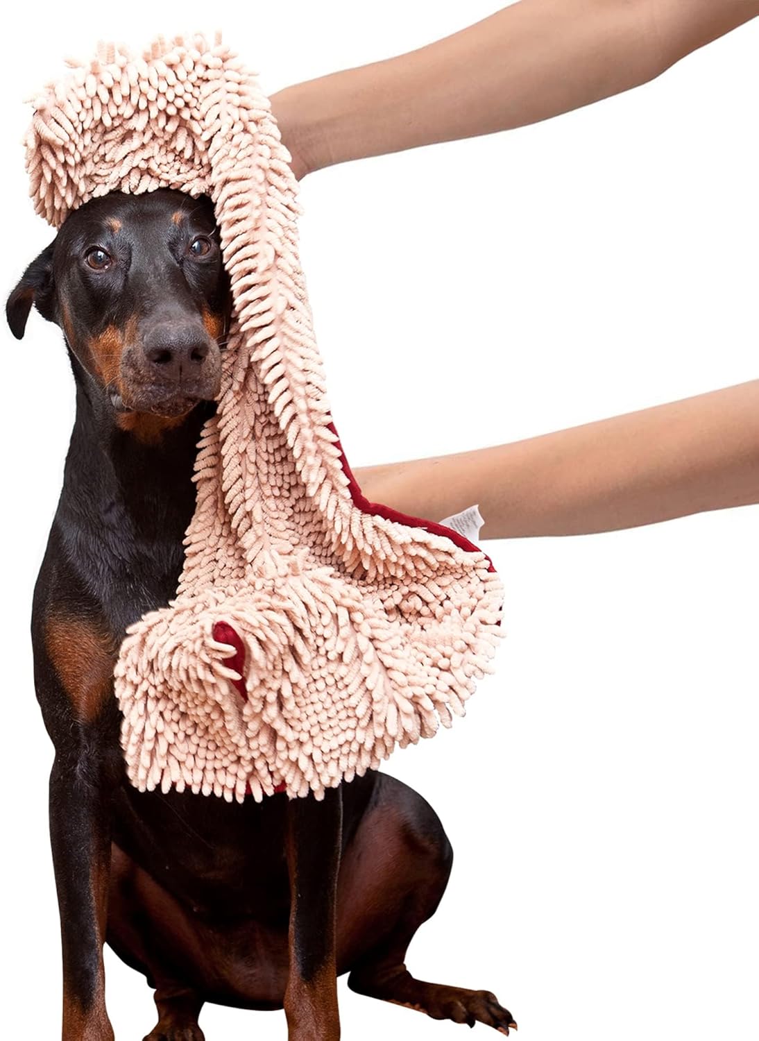 Soggy Doggy Super Shammy Dog Towel - Microfiber Chenille Towel for Drying Dogs and Cleaning Paws - Fast Drying with Hand Pockets for Ease (Gray, 31” X 14”)