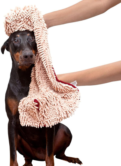 Soggy Doggy Super Shammy Dog Towel - Microfiber Chenille Towel for Drying Dogs and Cleaning Paws - Fast Drying with Hand Pockets for Ease (Gray, 31” X 14”)