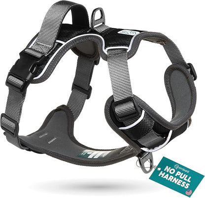 Embark Adventure Dog Harness, Reflective Trim No Pull Dog Harness Medium Sized Dogs - Military Grade Nylon, Front Clip with Gel Lined Handle.