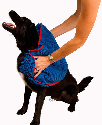 Soggy Doggy Super Shammy Dog Towel - Microfiber Chenille Towel for Drying Dogs and Cleaning Paws - Fast Drying with Hand Pockets for Ease (Gray, 31” X 14”)