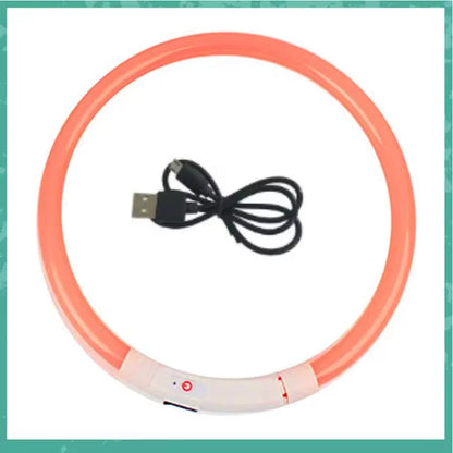 LED Dog Collar, USB Rechargeable Illuminated Pet Dog Collar, 3 Modes, LED Illuminated Anti-Lost Dog Collar
