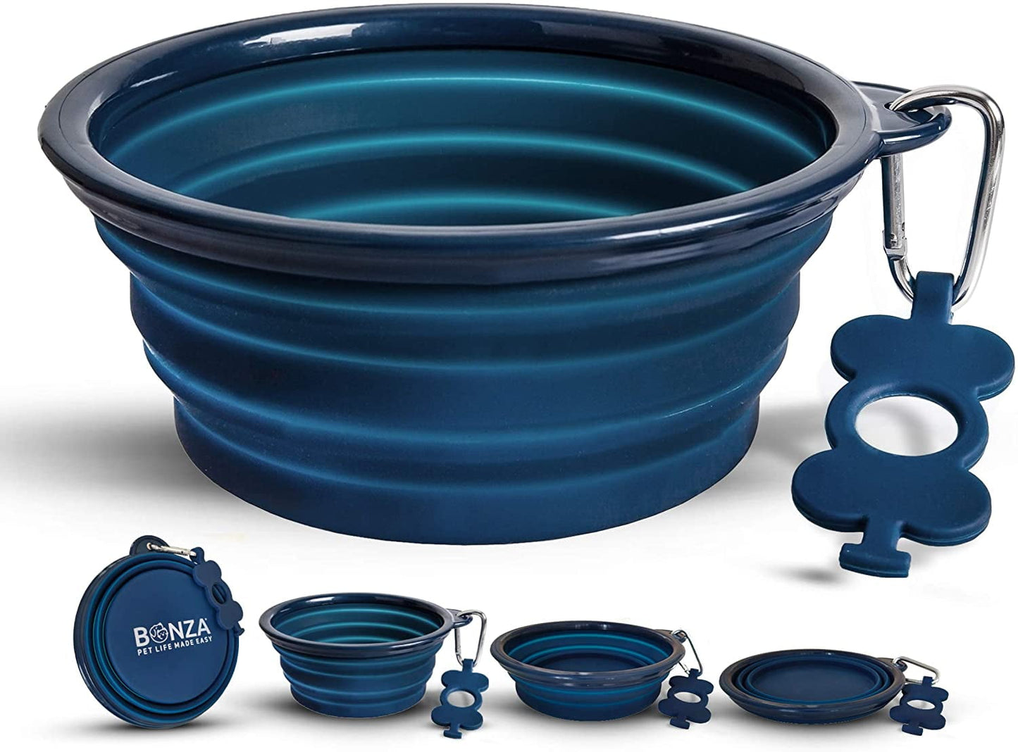 | Collapsible Silicone Dog Bowl | Portable Dog Water Bowl and Food Bowls Station for Puppy, Small, Medium or Large Dogs | Lightweight, Sturdy, Leak Proof, Food Safe | Large, Blue