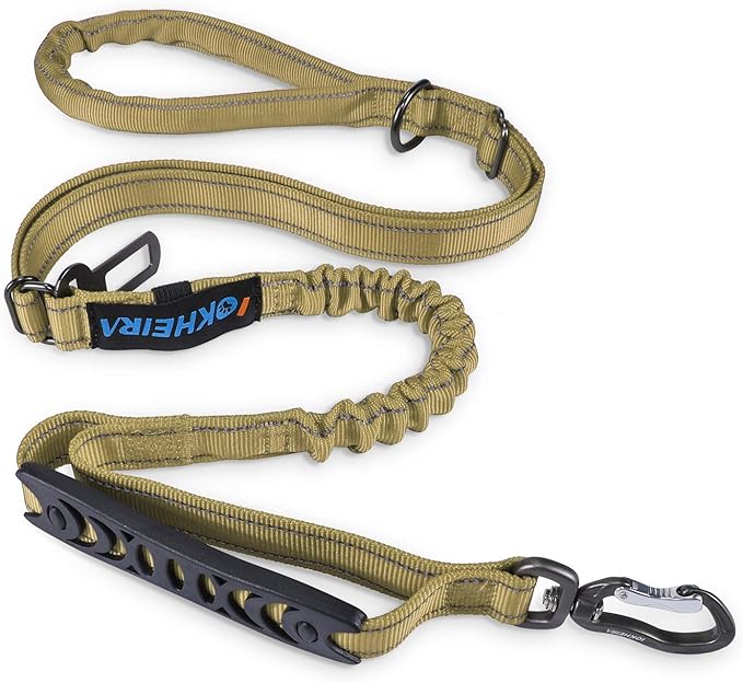 Multifunctional Leash with Car Seatbelt for Large, Medium Dogs, Adjustable, 4-6 FT Strong Bungee Leash