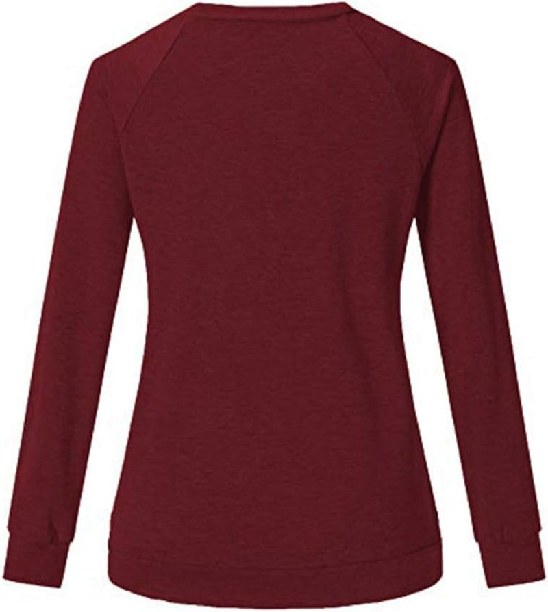 Womens Tops Dog Mom Shirt Long Sleeve O Neck Letter Print Sweatshirts Red S