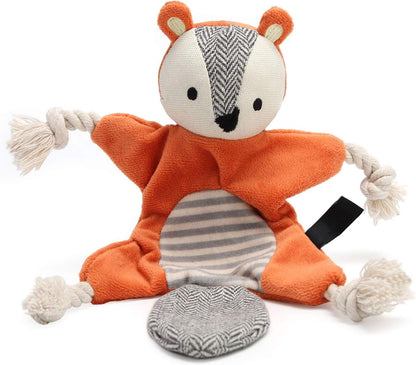 Squirrel Plush Toy, Stuffless Dog Chew Toy with Rope Knots, Crinkle Squeaky Toy for Small Dogs